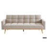 canapé-lit, Adana, tissu beige, tissu gris, canapé convertible, mousse froide, bois d’eucalyptus, meuble gain de place, couchage