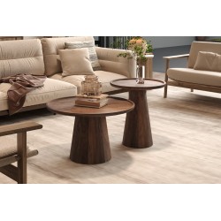 Table basse Jules 65×40 cm Bois de manguier massif brun clair – Ø 65 × H 40 cm
