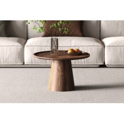 Table basse Jules 65×40 cm Bois de manguier massif brun clair – Ø 65 × H 40 cm