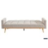 canapé-lit, Adana, tissu beige, tissu gris, canapé convertible, mousse froide, bois d’eucalyptus, meuble gain de place, couchage