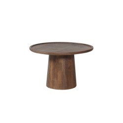 Table basse Jules 65×40 cm Bois de manguier massif brun clair – Ø 65 × H 40 cm