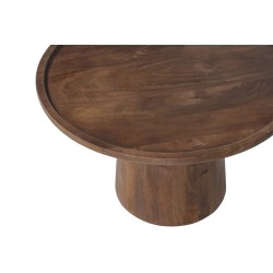 Table basse Jules 65×40 cm Bois de manguier massif brun clair – Ø 65 × H 40 cm