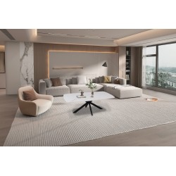 Table basse Apollo 130 × 70 × 45 cm – Stone White & métal