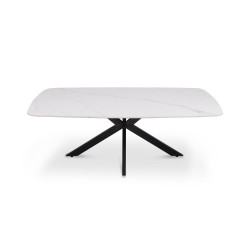 Table basse Apollo 130 × 70 × 45 cm – Stone White & métal