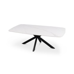 Table basse Apollo 130 × 70 × 45 cm – Stone White & métal