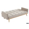 canapé-lit, Adana, tissu beige, tissu gris, canapé convertible, mousse froide, bois d’eucalyptus, meuble gain de place, couchage