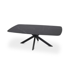 Table basse Apollo 130×70 Pierre Noir – Ovale Métal Élégant