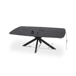 Table basse Apollo 130×70 Pierre Noir – Ovale Métal Élégant