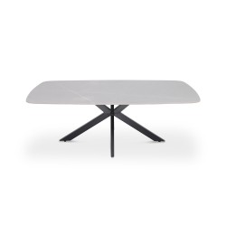Table basse Apollo 130×70 Pierre Gris – plateau pierre & métal, ovale