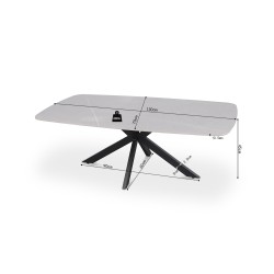 Table basse Apollo 130×70 Pierre Gris – plateau pierre & métal, ovale