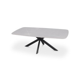 Table basse Apollo 130×70 Pierre Gris – plateau pierre & métal, ovale