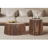 Table d’appoint Luuk Ø 40 × H 50 cm Manguier/Travertin Beige – Style Naturel