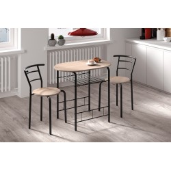 Set table Adam métal noir décor Sonoma – 2 places compact H 74, set table 5020-2