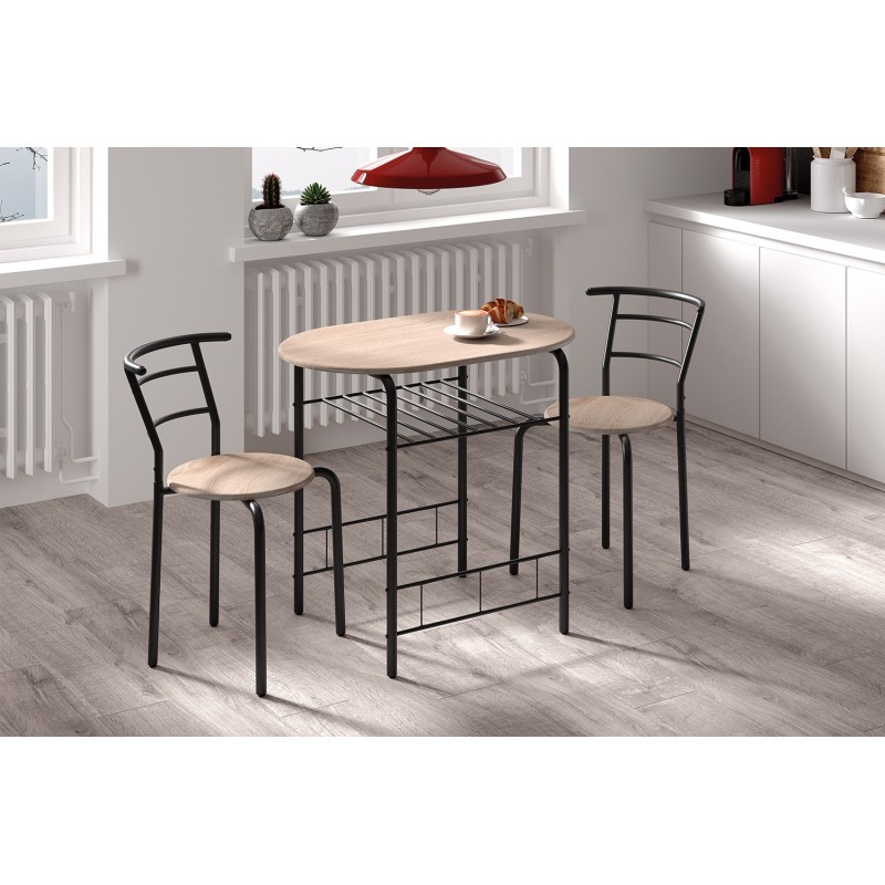 Set table Adam métal noir décor Sonoma – 2 places compact H 74, set table 5020-2