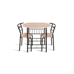 Set table Adam métal noir décor Sonoma – 2 places compact H 74, set table 5020-2