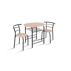 Set table Adam métal noir décor Sonoma – 2 places compact H 74, set table 5020-2
