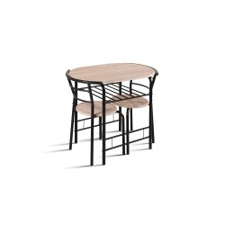 Set table Adam métal noir décor Sonoma – 2 places compact H 74, set table 5020-2
