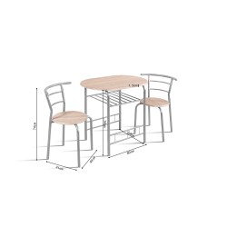 Set Table Adam 5020-3 Métal & Décor  – Compact 2 Places