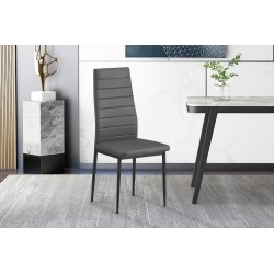 Lot de 4 chaises Cato/Kenzo PU gris – PU & métal 96×41×48 cm