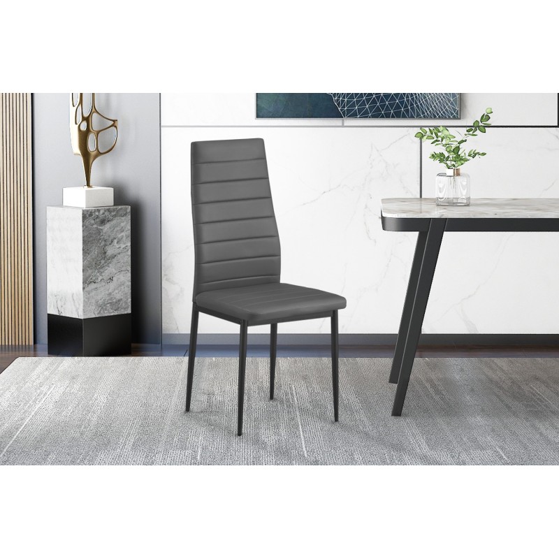 Lot de 4 chaises Cato/Kenzo PU gris – PU & métal 96×41×48 cm