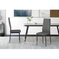 Lot de 4 chaises Cato/Kenzo PU gris – PU & métal 96×41×48 cm