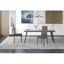 Lot de 4 chaises Cato/Kenzo PU gris – PU & métal 96×41×48 cm