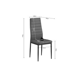 Lot de 4 chaises Cato/Kenzo PU gris – PU & métal 96×41×48 cm