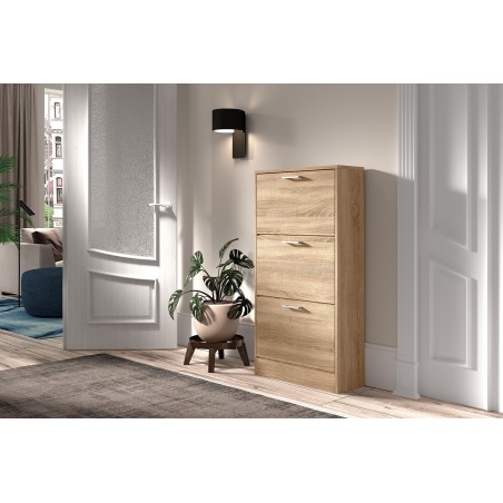 Meuble à chaussures Carini 3 tiroirs Sonoma – H 120 × L 63 × P 23 cm