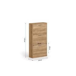 Meuble à chaussures Carini 3 tiroirs Sonoma – H 120 × L 63 × P 23 cm