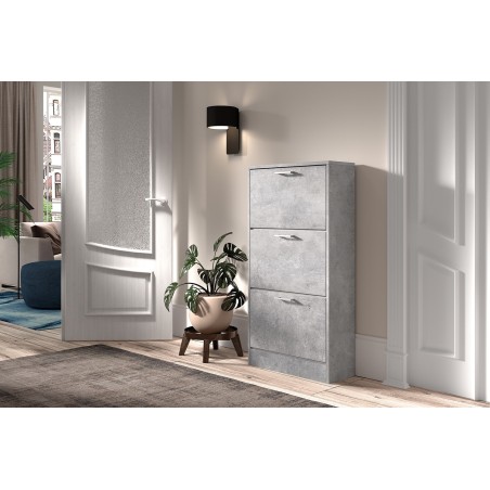 Meuble à chaussures Carini 3 tiroirs Béton – 120×63×23 cm