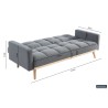 canapé-lit, Adana, tissu beige, tissu gris, canapé convertible, mousse froide, bois d’eucalyptus, meuble gain de place, couchage