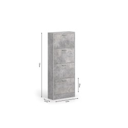 Meuble à chaussures Carini 4 tiroirs Béton – 155×63×23 cm décor béton