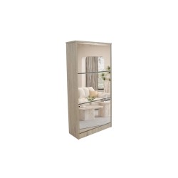 Meuble chaussures Mex 3 tiroirs + miroir décor Sonoma – H 123 × L 60,5 × P 23,5 cm
