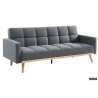 canapé-lit, Adana, tissu beige, tissu gris, canapé convertible, mousse froide, bois d’eucalyptus, meuble gain de place, couchage