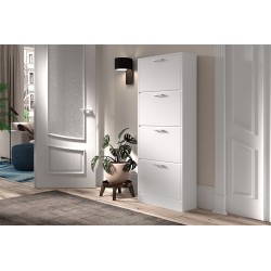 Meuble à chaussures Carini 4 tiroirs Blanc – 155×63×23 cm décor blanc