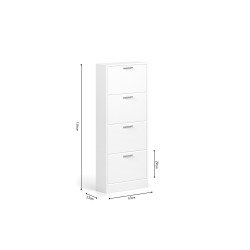 Meuble à chaussures Carini 4 tiroirs Blanc – 155×63×23 cm décor blanc