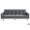 canapé-lit, Adana, tissu beige, tissu gris, canapé convertible, mousse froide, bois d’eucalyptus, meuble gain de place, couchage