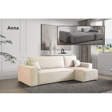 Salon convertible Anna – canapé-lit 244×142×83 cm en 3 colis