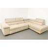 Canapé d’angle convertible Anton – velours côtelé beige, version angle droit