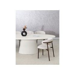 Table TF2402 240×120 cm Cementex blanc – design moderne & pied central