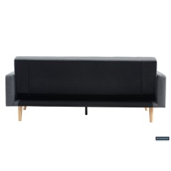 canapé-lit, Adana, tissu beige, tissu gris, canapé convertible, mousse froide, bois d’eucalyptus, meuble gain de place, couchage