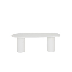 Table TF2404 210 × 120 cm Cementex blanc – design moderne à pied central