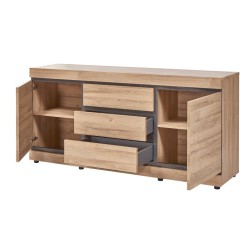 Salle à manger Marnix – buffet 2 portes + vitrine + table 200×100