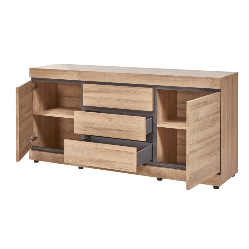 Salle à manger Marnix – buffet 2 portes + vitrine + table 200×100