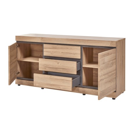 Salle à manger Marnix – buffet 2 portes + vitrine + table 200×100