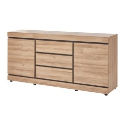 Buffet Marnix 189 cm French Oak marron – 2 portes + 3 tiroirs, décor bois