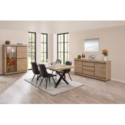 Buffet Marnix 189 cm French Oak marron – 2 portes + 3 tiroirs, décor bois