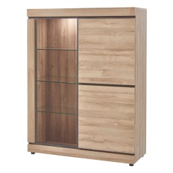 Vitrine Marnix 130 cm éclairage – meuble vitré bois décor French Oak