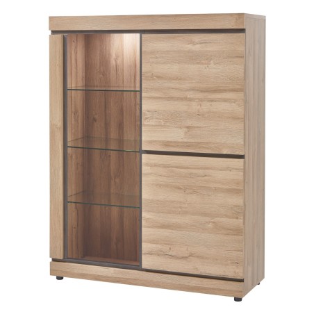Vitrine Marnix 130 cm éclairage – meuble vitré bois décor French Oak
