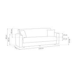 canapé-lit, Manisa, gris clair, clic-clac, convertible, tissu, gain de place, sofa-lit confortable, 2,5 places